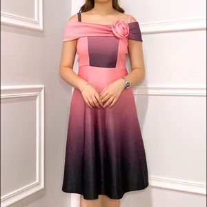 Off Shoulder cocktail dress pink ombré as picture
